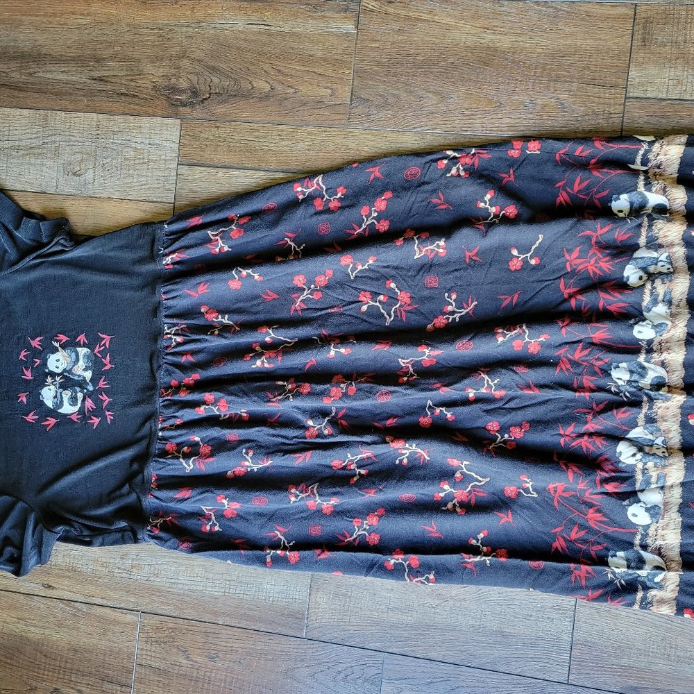Vintage, granny core, panda maxi dress